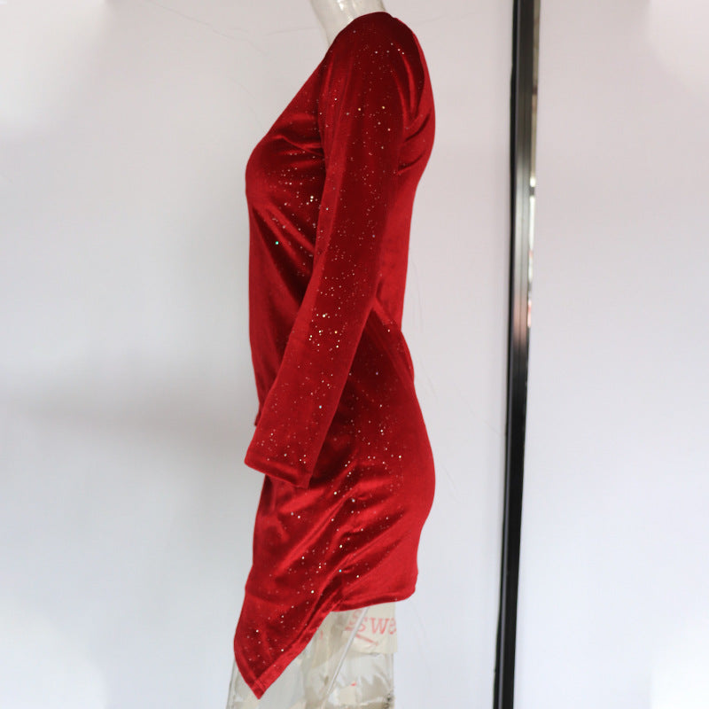 Slit Mini Skirt Pleated Socialite Dress Little Black Dress