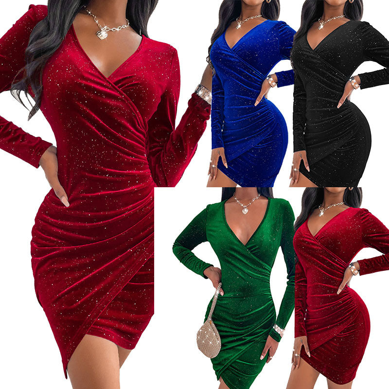 Slit Mini Skirt Pleated Socialite Dress Little Black Dress